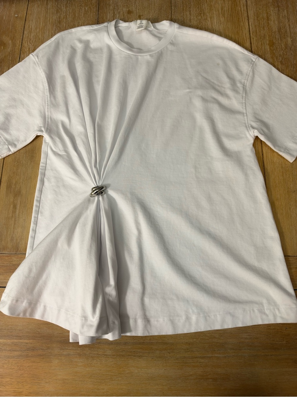 H&M White Short-Sleeve T-Shirt with Side Ring Detail